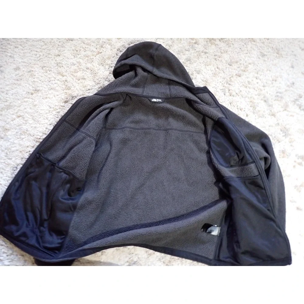 The North Face Fleece Hoodie Mens Large Gray Excellent Full Zip Sherpa Lined